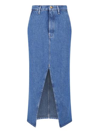 Jil Sander Blue Midi Front Slit Denim Skirt