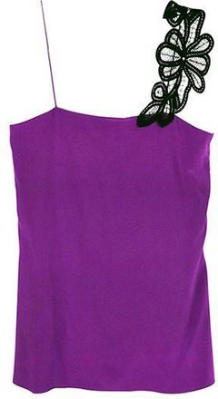 Victoria Beckham Purple silk crepe lace strap camisole Size XS