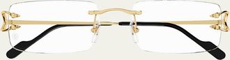 Cartier Mens C-Hinge Metal Rectangle Eyeglasses