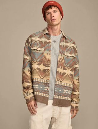 Lucky Brand Mens Jacquard Flannel Shirt