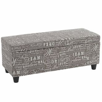 Hhg Hhg - Nunca Usado] Ba&uacute;l Kriens, Banco, Tela/textil, 45x114x45cm Certificado Mvg, Letras, Gris