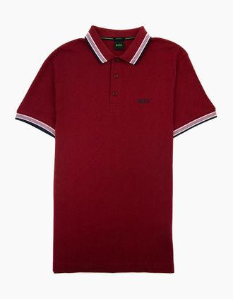 HUGO BOSS Mens Hugo Boss Paddy Embroidered Logo Polo Burgundy 607 - Size: 38/Regular