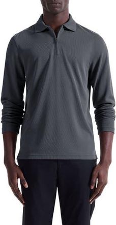 Bugatchi Ottoman Rib Half Zip Long Sleeve Polo in Zinc at Nordstrom Rack, Size Small