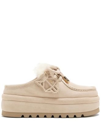 Naked Wolfe Blizzard faux fur-trimmed platform mules - Neutrals
