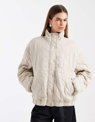 Asos Giacca bomber trapuntata color salvia con carr&eacute;-Verde