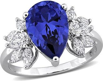 Rina Limor 18K 4.84 Ct. Tw. Lab-Grown Diamond & Lab-Grown Sapphire Floral Ring
