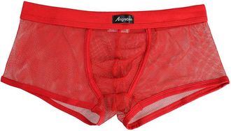 Generic Mens Sexy Briefs See Through Sheer Boxer Mesh Underwear Shorts Trunks Mens Fishnet Boxers Breathable Hollow Out Underpants Lounge Pajama Trunks Soft T