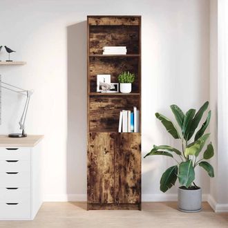 Berkfield Home Highboard Smoked Oak 50x35x180 cm Engineered Wood in Brown | Size: 50 x 35 x 180 cm