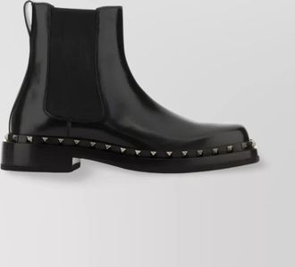 Valentino Garavani studded calf leather elastic ankle boots