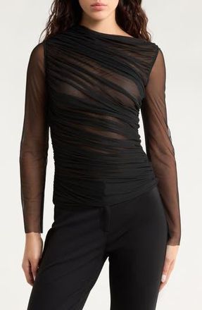 Frame Denim The Draped Sheer Top in Black at Nordstrom Rack, Size Medium