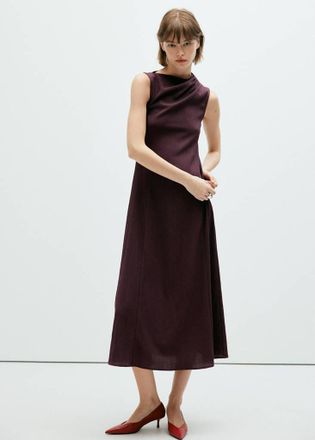 Mango Vestito texture dettagli increspati bordeaux - Donna - XXS - MANGO