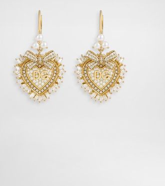 Dolce & Gabbana Devotion Earrings 18 Carat Yellow Gold And Diamonds - Woman Gold Onesize