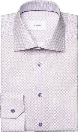Eton Contemporary Fit Geometric Print Dress Shirt in Light Purple at Nordstrom, Size 15.5