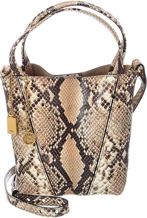 Chlo&eacute; Spin Small Python-Embossed Leather Bucket Bag
