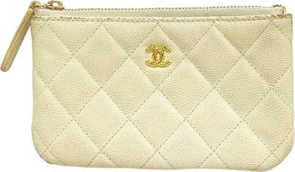 Chanel White Grained Calfskin Coin Purse/Coin Case (Pre-Owned)