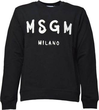 Msgm Black Cotton Crewneck Sweatshirt