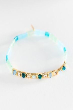Anthropologie Colorful Beaded Chicklet Stretch Bracelet