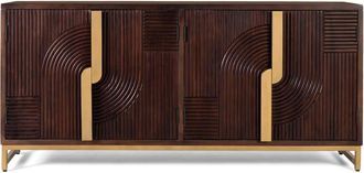 Giner&Colomer Aparador de madera maciza con cuatro puertas y detalles dorados