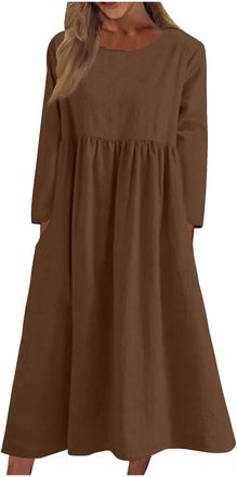 Generic Ladies Casual Dresses Modest Loose Dress for Women Elegant Long Skirts Plus Size Casual Dress for Women Fall Winter