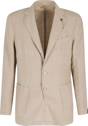 Santaniello Rope Ruched Linen Single-Breasted Blazer