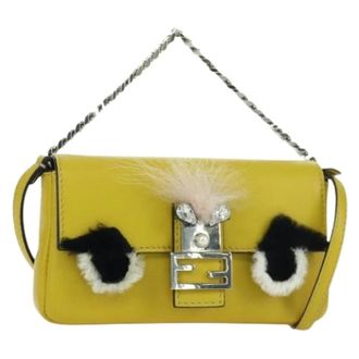 Fendi Pre-owned Cross Body Bags, female, Yellow, Size: ONE SIZE Pre-owned Vintage Small Shoulder Bag
