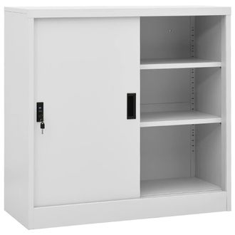 Berkfield Home Office Cabinet with Sliding Door Light Grey 90x40x90 cm Steel | Size: 90 x 40 x 90 cm