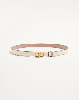 Valentino Garavani Cintura Reversibile VLogo Signature In Vitello Lucido 20 Mm Donna LIGHT IVORY/ROSE CANNELLE 065