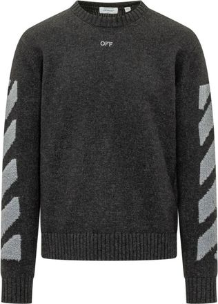 Off-white Diag Fuzzy Crewneck - Heren - Ronde hals truien - Zwart - L - Katoen - Truien & Vesten