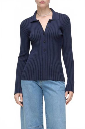 Closed Long Sleeve Polo In Dark Night