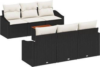 vidaXL Garden Sofa Set 7 pcs Black, white Vidaxl
