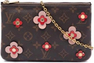 Louis Vuitton Pre-owned Blooming Flowers Double Zip Pochette - Dames - Vintage Tassen - Bruin - ONE Size - Leer - Vintage