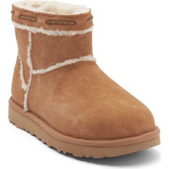 UGG Classic Mini Shearling Braid Trim Boot in Chestnut at Nordstrom Rack, Size 6