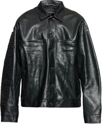 Balenciaga Jassen, Heren, Zwart, XL, Leer, Shirt Jacket