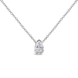 House of Brilliance 14K White Gold 1/3 Cttw Pear Shape Solitaire Diamond 18 Pendant Necklace at Nordstrom