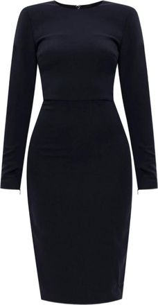 Victoria Beckham T-shirtjurk met lange mouwen en aansluitende pasvorm - Dames - Casual kleedjes - Blauw - XS - Leer - Kleedjes