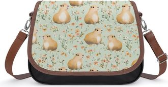 Generic Cute Capybara Flowers Small Womens Crossbody Bags Shoulder Handbag with Adjustable Strap for Travel