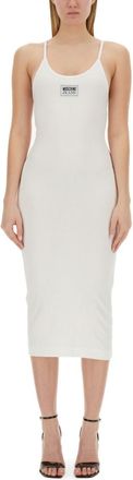 Moschino White Knitted Scoop Neck Midi Dress