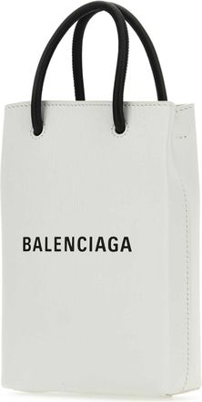 Balenciaga Womens White Leather Phone Case 9000 Cover