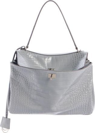 Balenciaga Medium Rodeo Croc Embossed Leather Handbag in 1142 Cloud Grey at Nordstrom