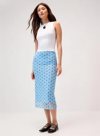 Twik Womens Patterned mesh midi skirt