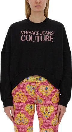 Versace Jeans Couture Cropped Fit Sweatshirt With Bold Logo Detail