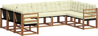 vidaXL Conjunto De Sof&aacute;s De Exterior 9 Uds. Natural Y Crema Vidaxl