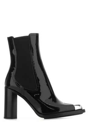 Alexander McQueen Black Leather Ankle Boots