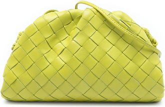Bottega Veneta Pre-owned Womens Nappa Intrecciato The Mini Pouch Crossbody - Lime Green Leather - One Size