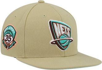 Mitchell & Ness Mens Mitchell & Ness Khaki New Jersey Nets 35th Anniversary Hardwood Classics Malibu Sunrise Fitted Hat at Nordstrom, Size 7 1/8