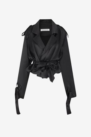 Frankie Shop Kurzer Trenchcoat aus Satin mit Fledermaus&auml;rmeln Simona