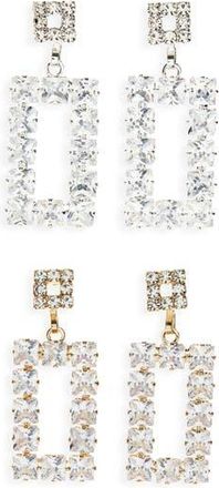 Tasha 2-Pack Crystal Rectangular Drop Earrings in Gold/silver at Nordstrom Rack