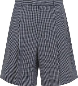 Givenchy Bermuda shorts met dubbele plooi en ruit in katoen - Heren - Korte Broeken - Blauw - S - Katoen - Korte Broeken