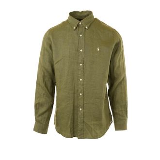 Polo Ralph Lauren Long Sleeve Sport Shirt - Heren - Casual Overhemden - Groen - 2XL - Linnen - Overhemden