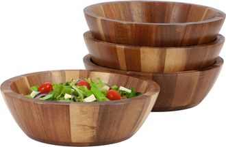 MegaChef 4 Piece Acacia Wood 7 Inch Bowl Set